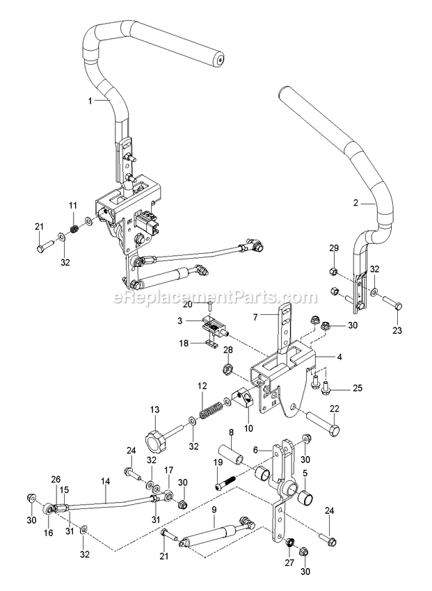 Steering Diagram and Parts List for RZT54X (96767110200)(2019-12) RedMax Lawn Tractor