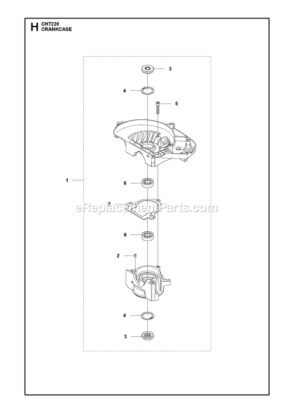 Crankcase Diagram and Parts List for CHT220 966712801 RedMax Hedge Trimmer