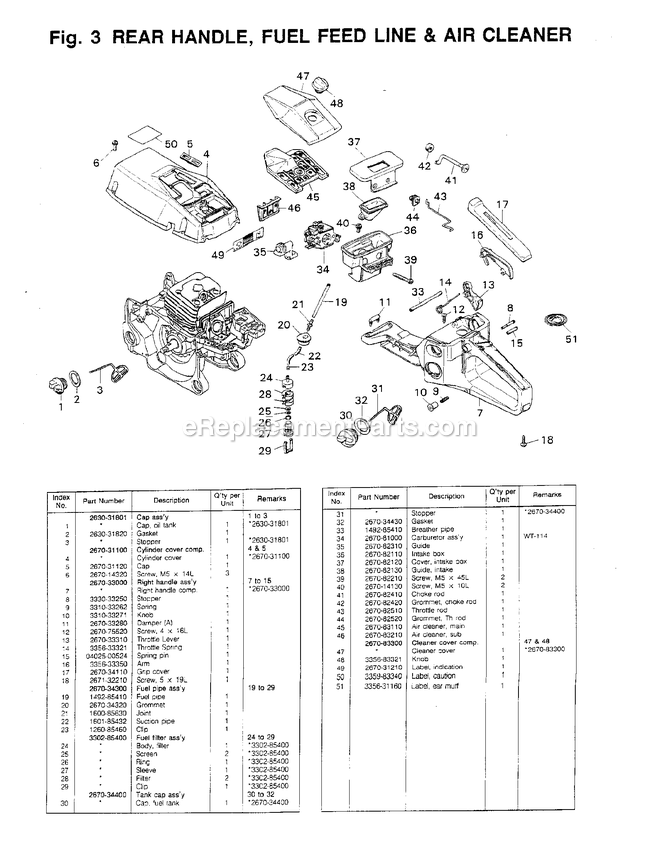 Engine Diagram and Parts List for G450AVS 000001 AND UP RedMax Chainsaw