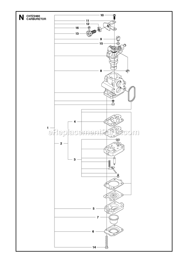 Carburetor Diagram and Parts List for CHTZ2460 (967334801)(2020-03) RedMax Hedge Trimmer