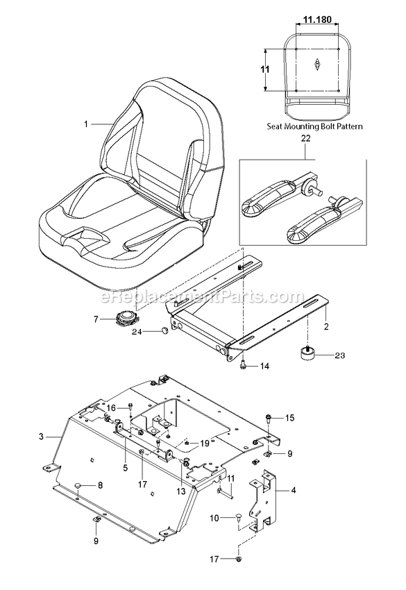 Seat 2 Diagram and Parts List for RZT54 (96767210101)(2020-08) RedMax Lawn Tractor