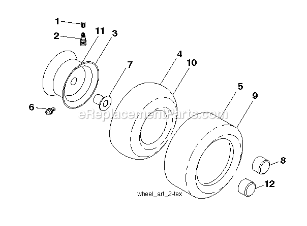 Wheels And Tires Diagram and Parts List for GT2454F (96043023800)(2017-10) RedMax Lawn Tractor