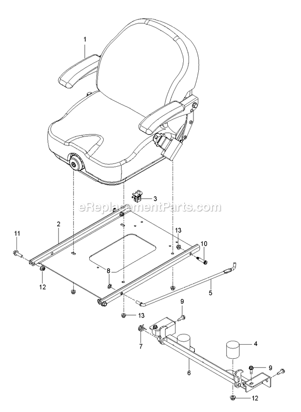 Seat Diagram and Parts List for CZT60L (967943701-00)(2018-09) RedMax Lawn Tractor
