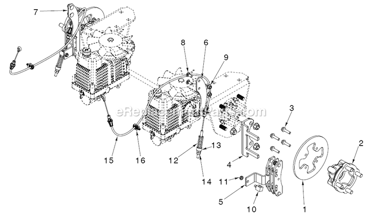 Brake Diagram and Parts List for CZTE60  RedMax Lawn Tractor