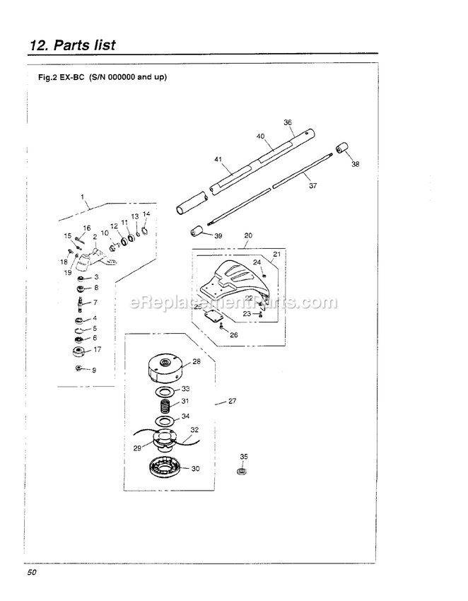Attachments Diagram and Parts List for EXZ2500S 015257 - 028085 RedMax Edger
