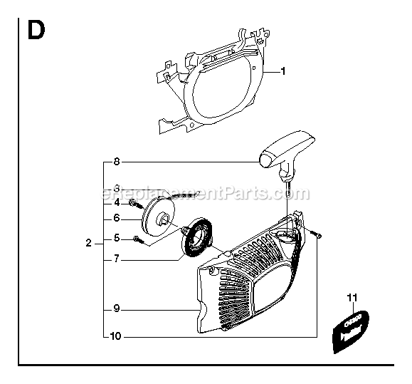 Starter Diagram and Parts List for G5300 000001 AND UP RedMax Chainsaw