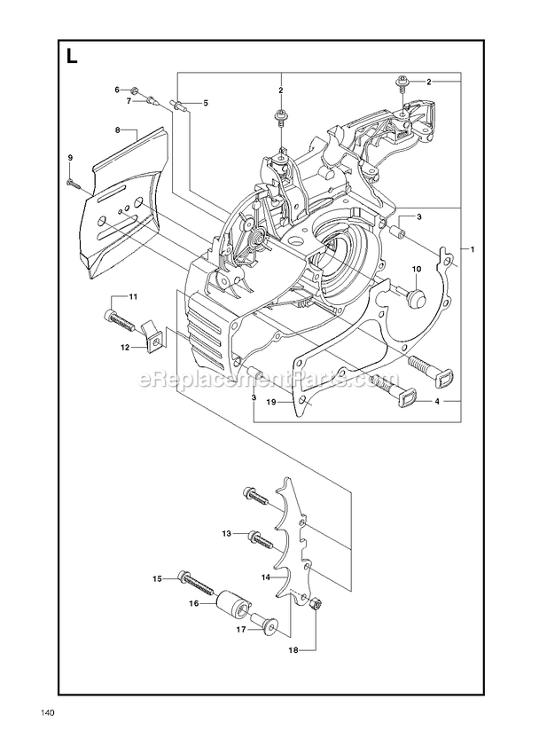 Crankcase 1 Diagram and Parts List for GZ7000 000001 AND UP RedMax Chainsaw