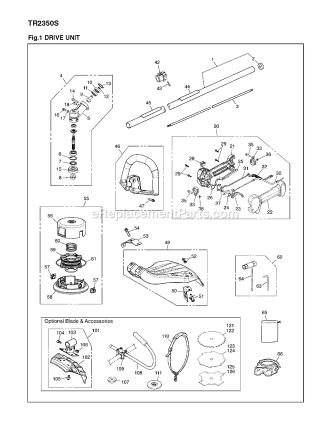 Drive Diagram and Parts List for TR2350S 90200101 AND UP RedMax Edger