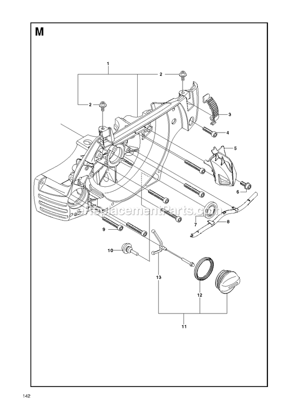Crankcase 2 Diagram and Parts List for GZ7000 000001 AND UP RedMax Chainsaw