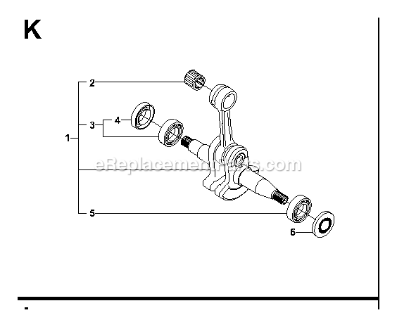 Crankshaft Diagram and Parts List for G5300 000001 AND UP RedMax Chainsaw