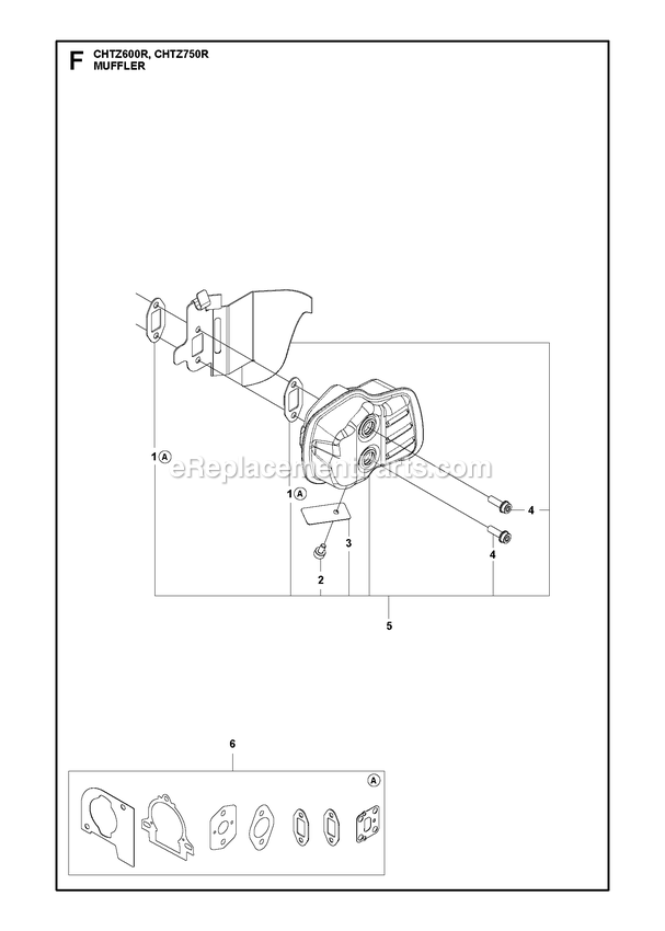 Muffler Diagram and Parts List for CHTZ600R,CHTZ750R  RedMax Hedge Trimmer