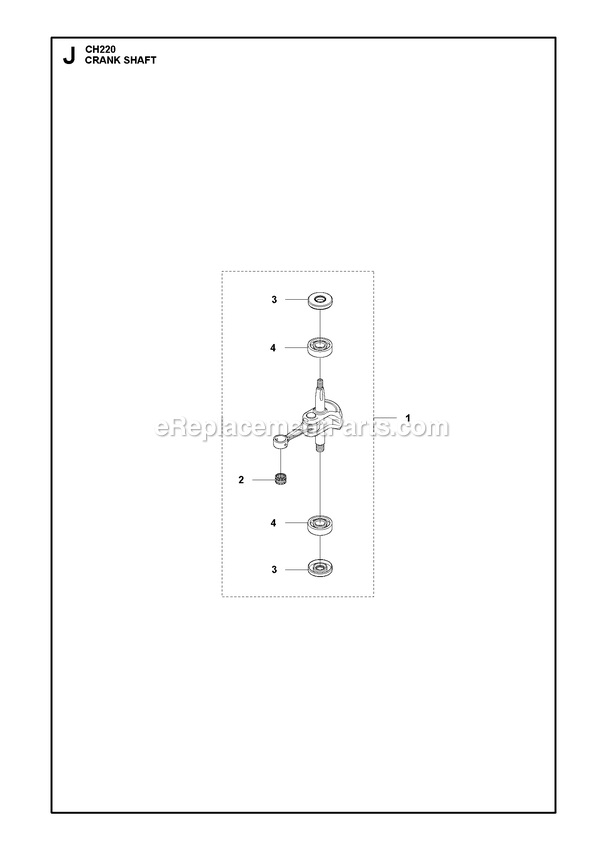 Crankshaft Diagram and Parts List for CHT220 966712801 RedMax Hedge Trimmer