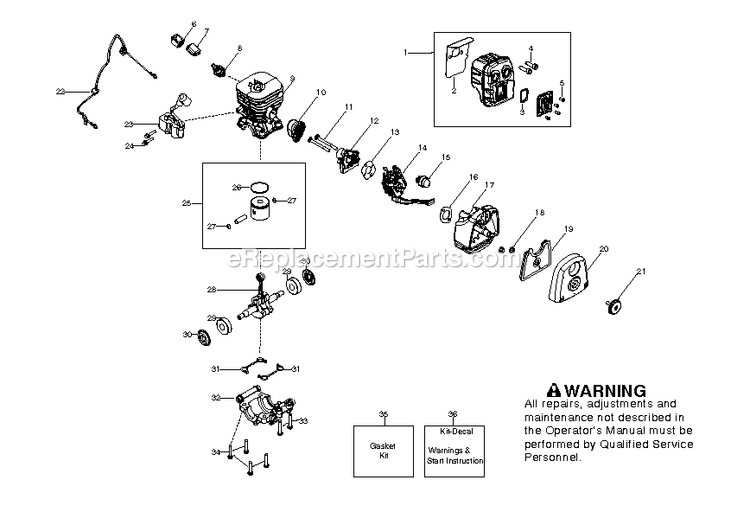 Engine Diagram and Parts List for HB281  RedMax Leaf Blower / Vacuum