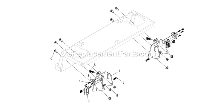 Steering - Control Bracket Diagram and Parts List for CZTE60  RedMax Lawn Tractor