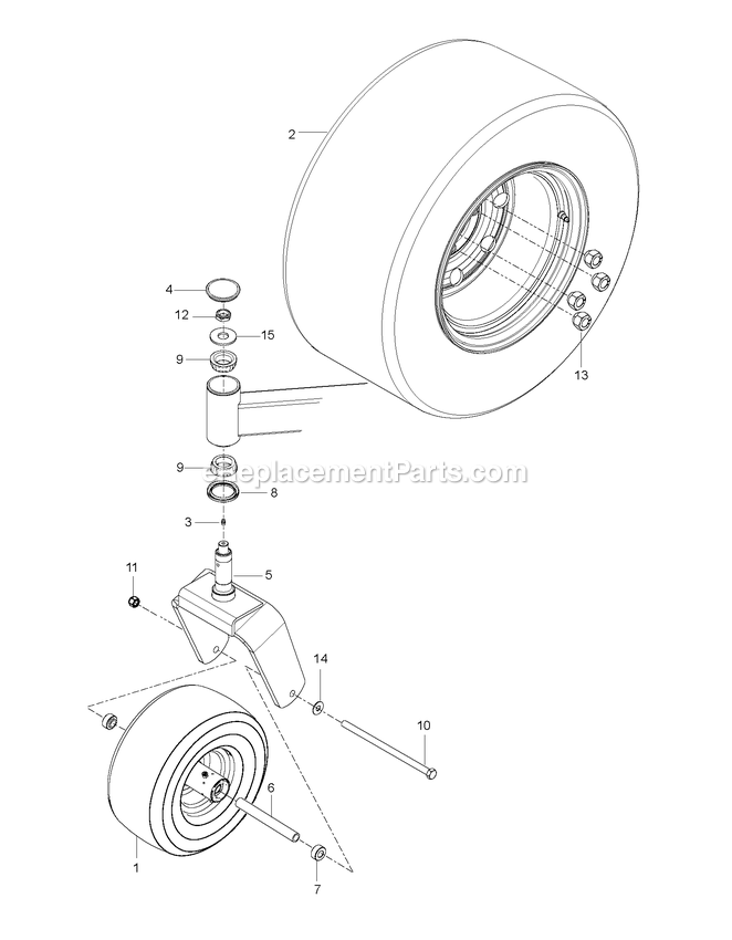 Wheels And Tires Diagram and Parts List for CZT48X (967671601-00)(2017-09) RedMax Lawn Tractor