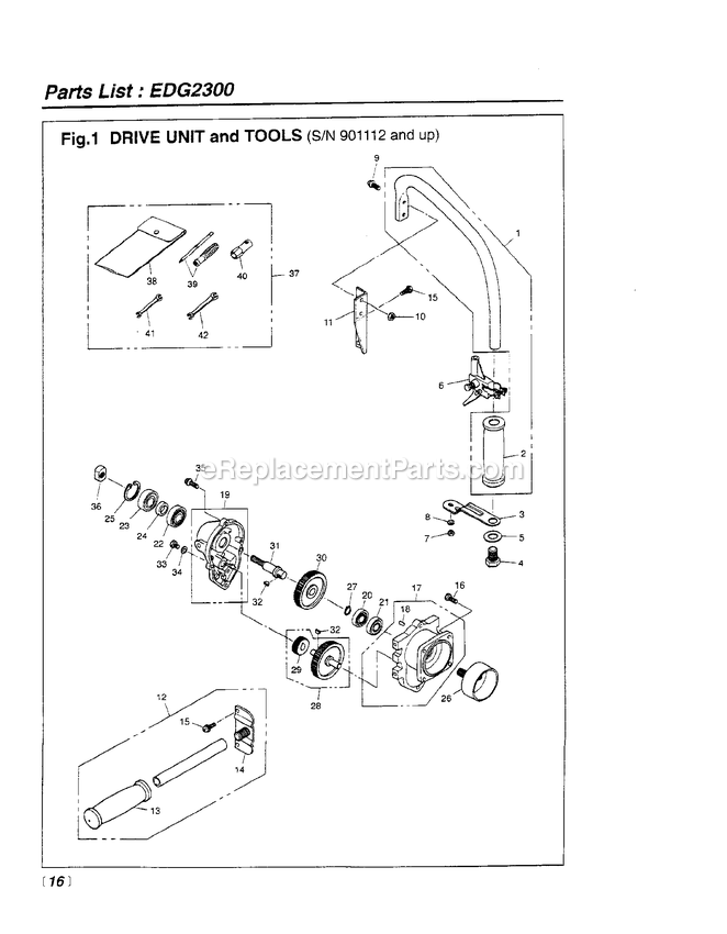 Attachments Diagram and Parts List for EDG2300 901112 AND UP RedMax Auger