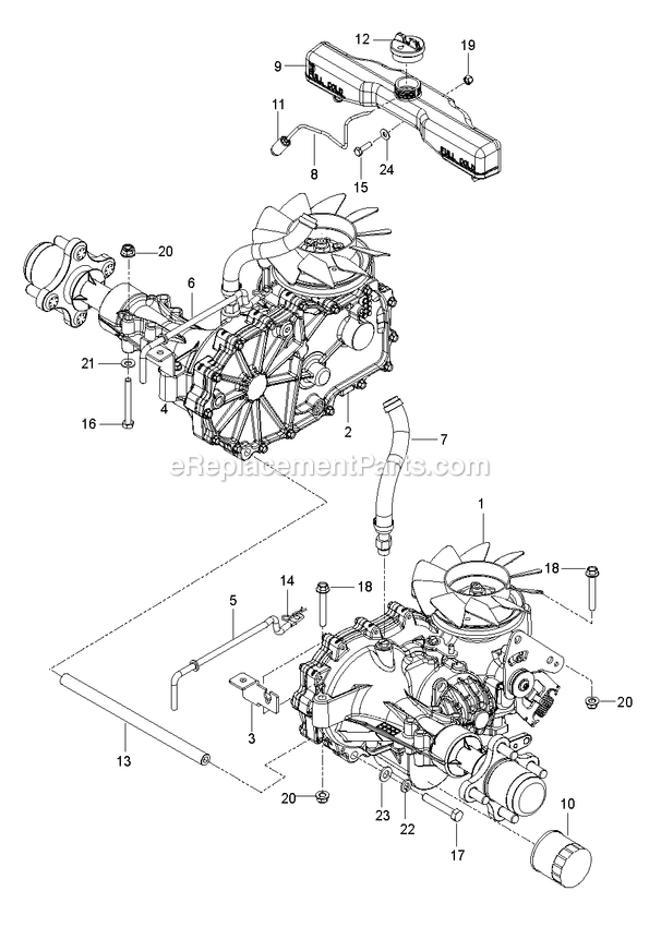 Hydraulic Pump - Motor Diagram and Parts List for RZT48X (967671001-00)(2019-02) RedMax Lawn Tractor