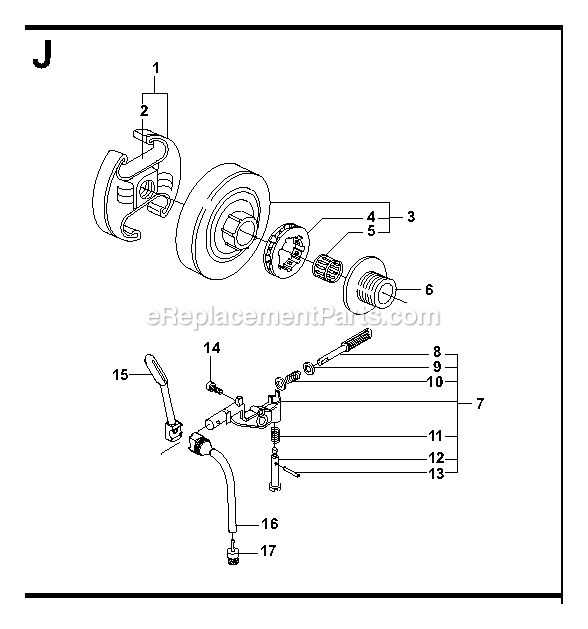 Clutch Diagram and Parts List for G5300 000001 AND UP RedMax Chainsaw