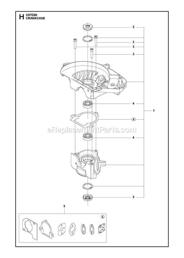 Crankcase Diagram and Parts List for CHTZ60  RedMax Hedge Trimmer