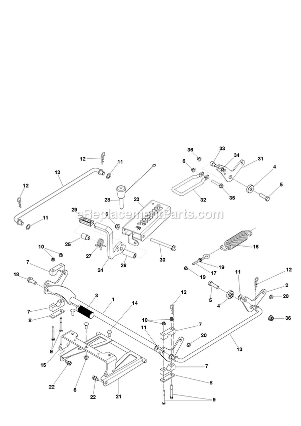 Mower Lift / Deck Lift Diagram and Parts List for CZTE60  RedMax Lawn Tractor