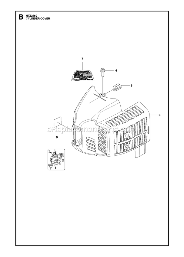 Cylinder Cover Diagram and Parts List for HTZ2460 (967335001)(2018-02) RedMax Hedge Trimmer