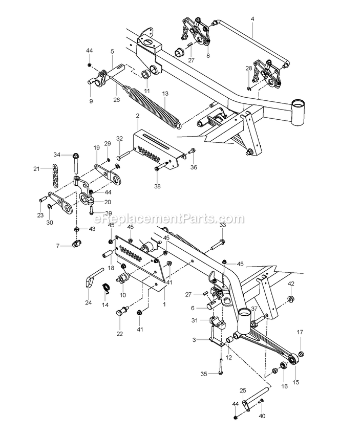Mower Lift / Deck Lift Diagram and Parts List for CZT60X (967671801-00)(2017-09) RedMax Lawn Tractor