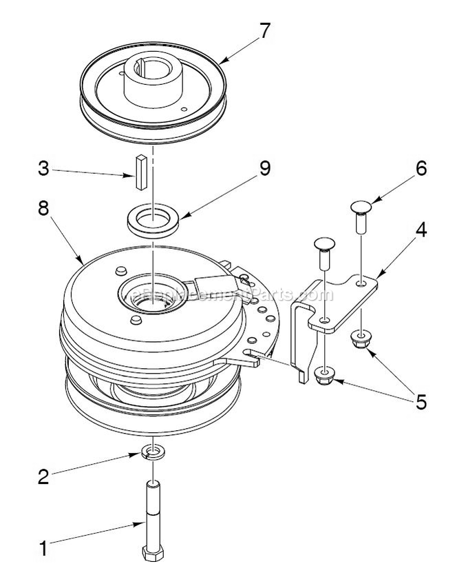 Clutch Diagram and Parts List for CZTE60  RedMax Lawn Tractor