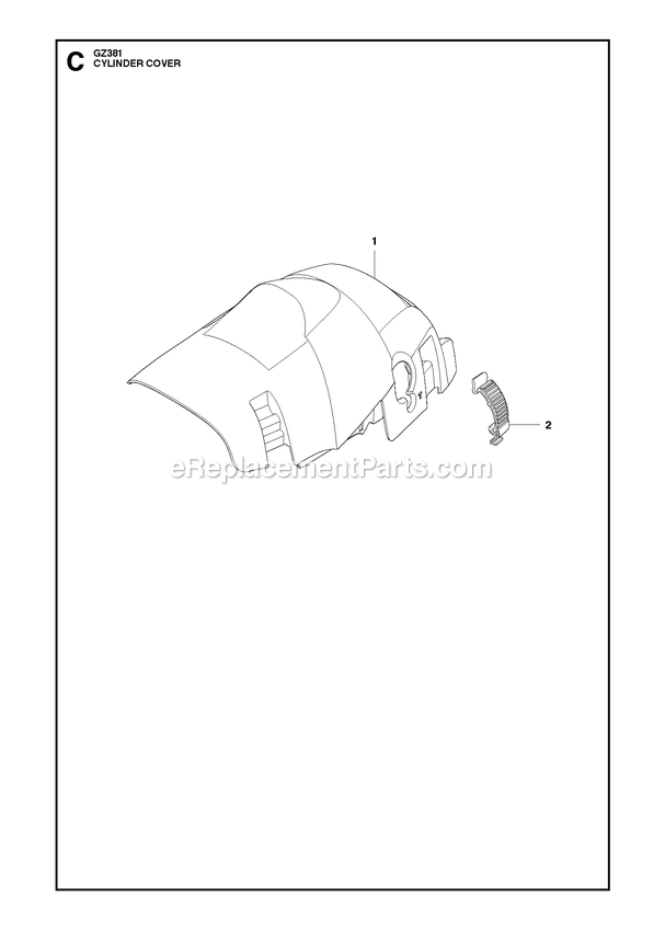 Cylinder Cover Diagram and Parts List for GZ381  RedMax Chainsaw