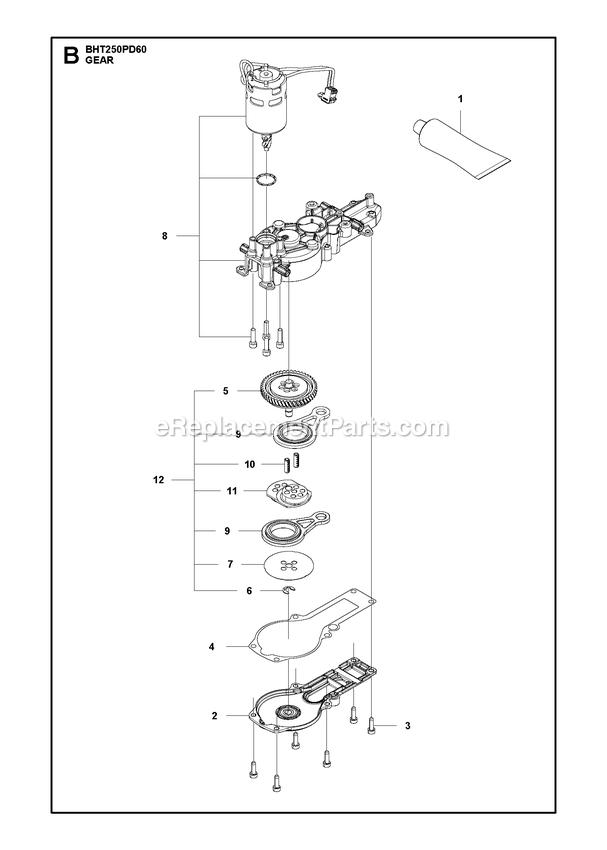 Gears Diagram and Parts List for BHT250PD60  RedMax Hedge Trimmer