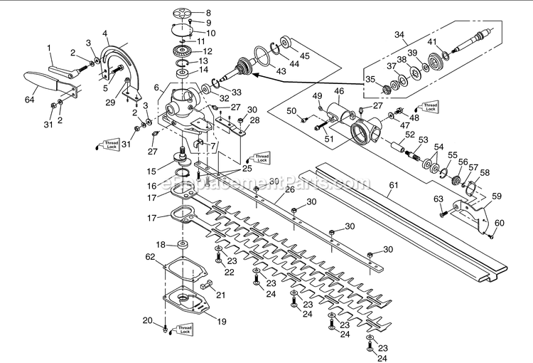 Cutting Blade Diagram and Parts List for LRTZ2460 (00100101 AND UP)(2012-08) RedMax Hedge Trimmer