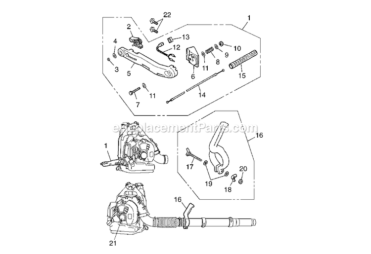 Controls Diagram and Parts List for EBZ5150 (966358301)(90100101 AND UP)(2012-08) RedMax Leaf Blower / Vacuum