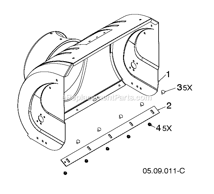 Auger Housing And Impeller 2 Diagram and Parts List for DST27 (96192010700)(2018-04) RedMax Snow Blower