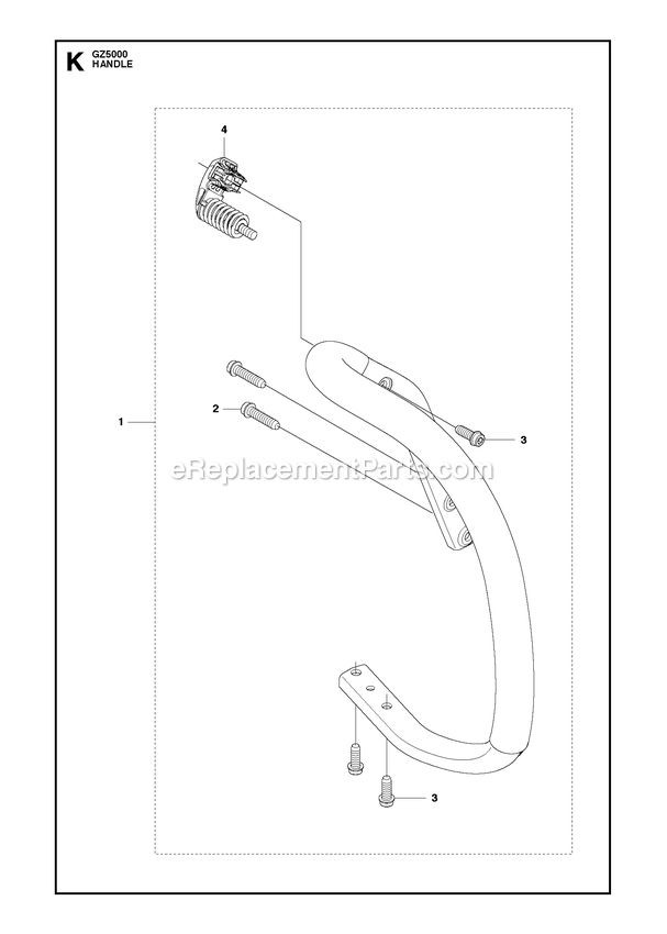 Handle Diagram and Parts List for GZ5000  RedMax Chainsaw