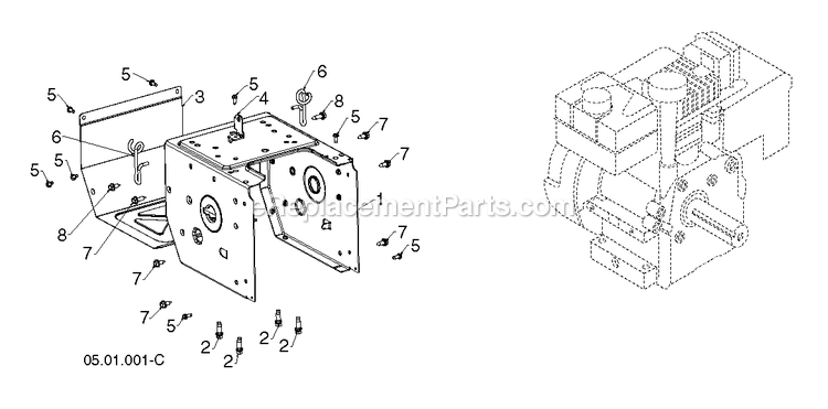 Chassis, Engine And Pulleys 4 Diagram and Parts List for DST27 (96192010700)(2018-04) RedMax Snow Blower