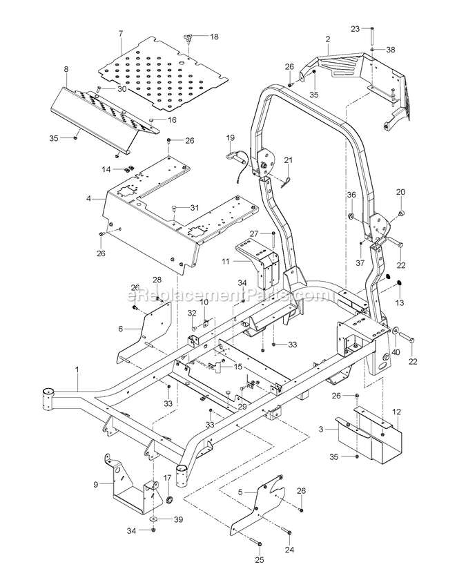Frame Diagram and Parts List for RZT61X (967671201-00)(2017-09) RedMax Lawn Tractor