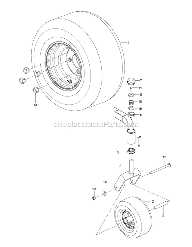 Wheels And Tires Diagram and Parts List for RZT42 (96767190101)(2020-08) RedMax Lawn Tractor