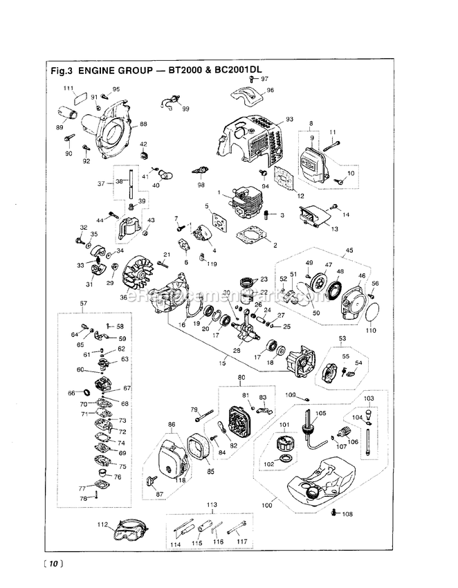 Engine Diagram and Parts List for BC2001DL 505473 - 660000 RedMax Edger