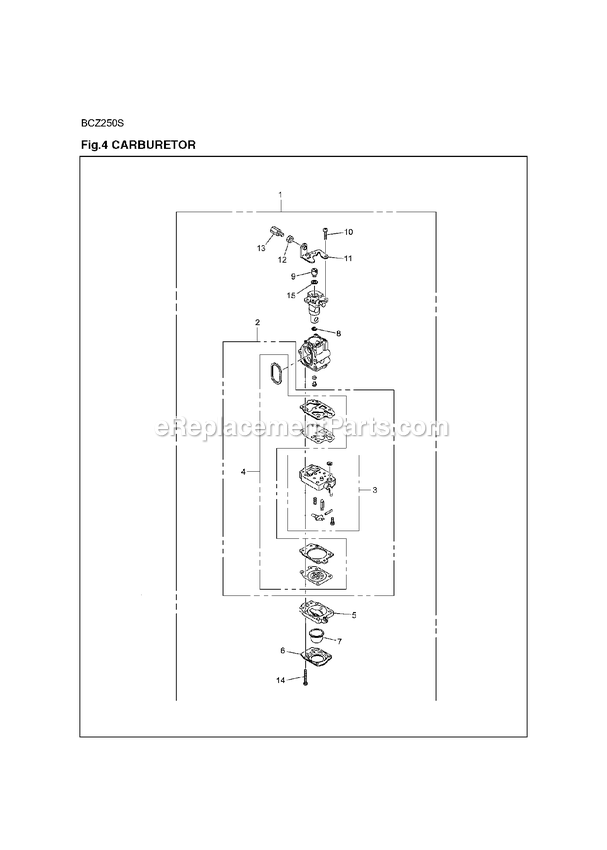 Carburetor Details Diagram and Parts List for BCZ250S (967668801)(2017-06) RedMax Edger
