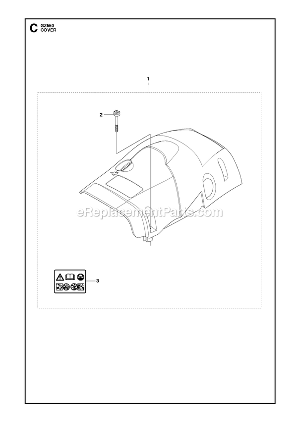 Cover Diagram and Parts List for GZ550  RedMax Chainsaw