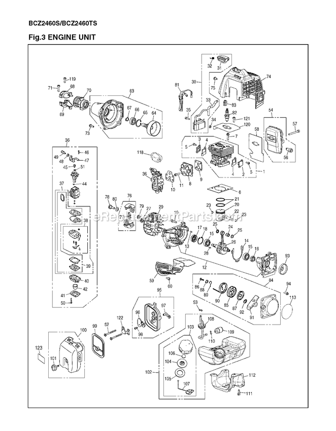 Engine Diagram and Parts List for BCZ2460S 400101 AND UP RedMax Edger