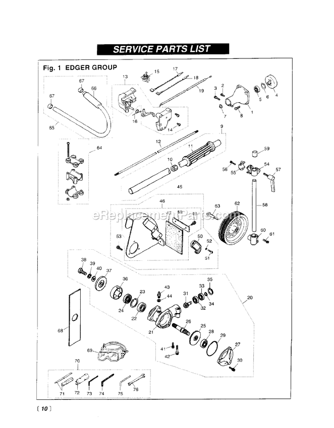 Cutting Equipment Diagram and Parts List for HE2600 500101 - 600869 RedMax Edger