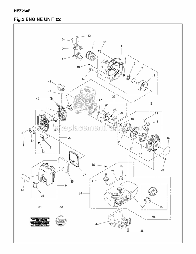 Engine 2 Diagram and Parts List for HEZ260F 2017-03 RedMax Edger