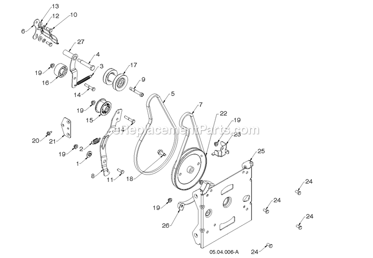 Chassis, Engine And Pulleys 3 Diagram and Parts List for DST30 (96192010801)(2019-04) RedMax Snow Blower