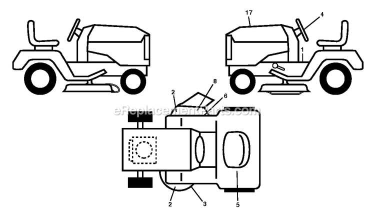 Decals Diagram and Parts List for GT2454F (96043023800)(2017-10) RedMax Lawn Tractor