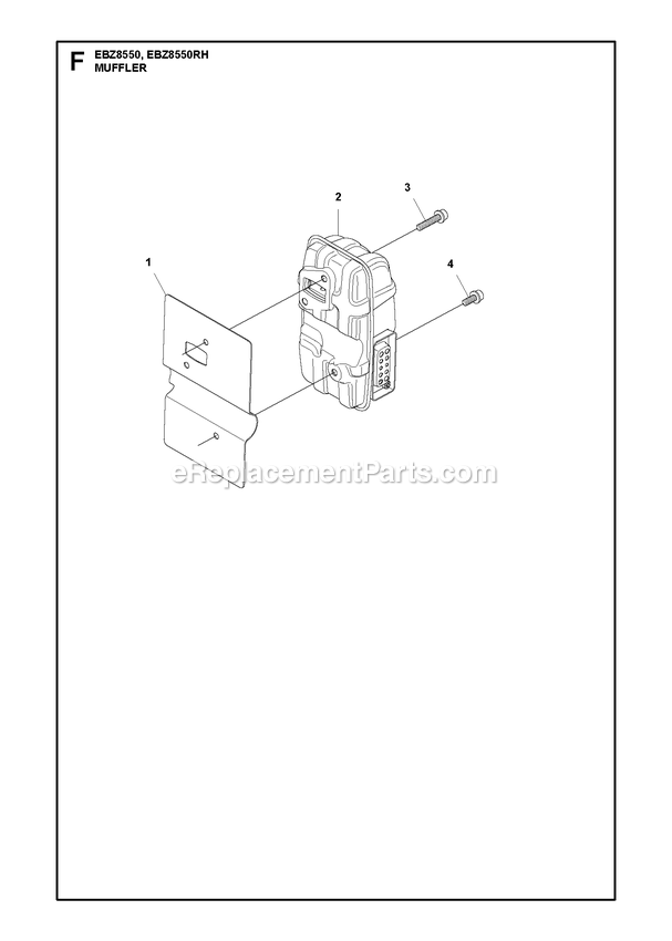 Muffler Diagram and Parts List for EBZ8550 EBZ8550RH RedMax Leaf Blower / Vacuum