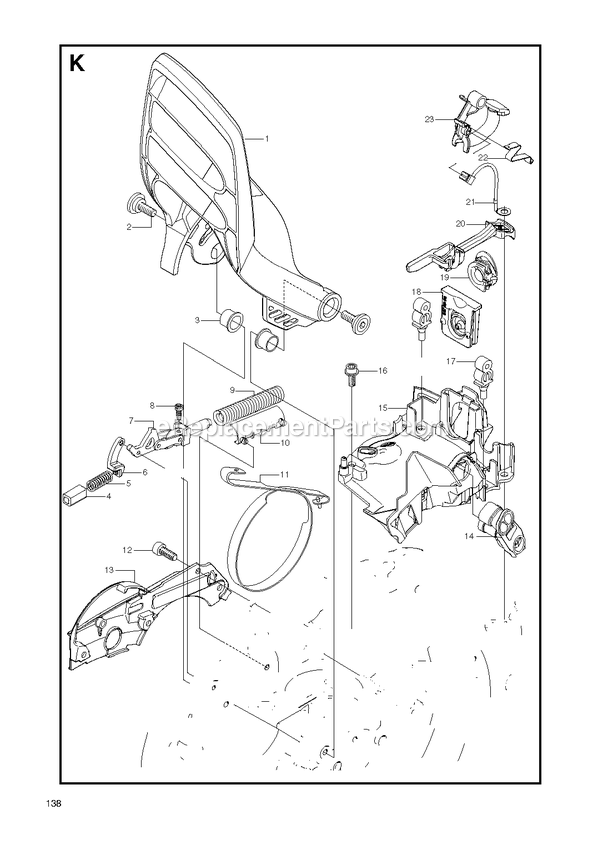 Controls Diagram and Parts List for GZ7000 000001 AND UP RedMax Chainsaw