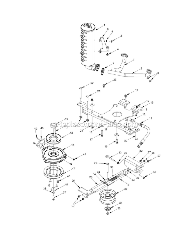 Engine Plate Diagram and Parts List for CV48 (970465201)(2020-02) RedMax Lawn Tractor