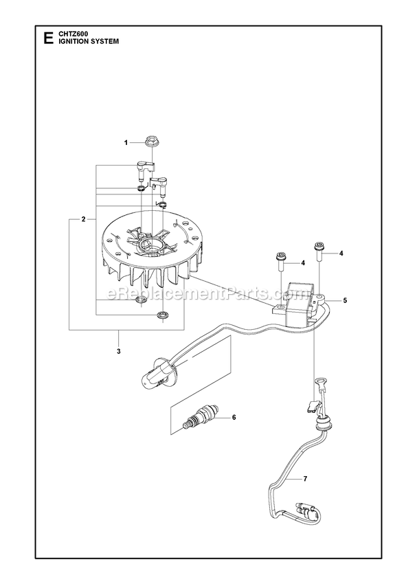 Ignition System Diagram and Parts List for CHTZ600  RedMax Hedge Trimmer