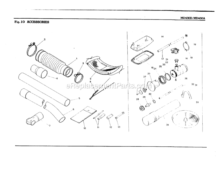Accessories 2 Diagram and Parts List for MD430A  RedMax Leaf Blower / Vacuum