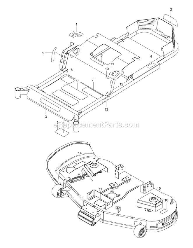 Decals Diagram and Parts List for RZT48 (96767200101)(2020-08) RedMax Lawn Tractor